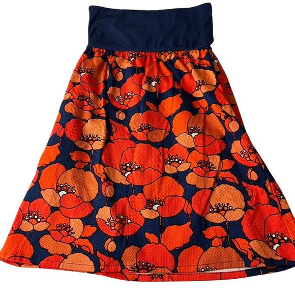 Judith March Strapless Floral Dress Blue Orange Women Size Medium - Picture 1 of 7